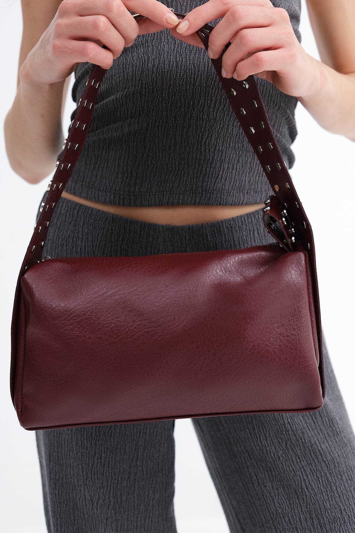 Burgundy_Studded-Baguette-Bag-addax