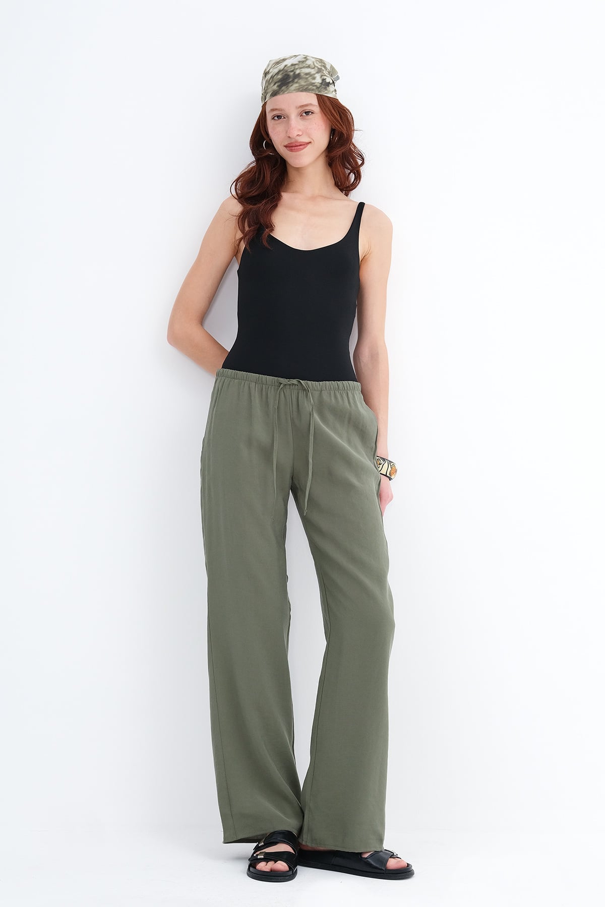 Khaki_Elastic-Waist-Modal-Pants-addax