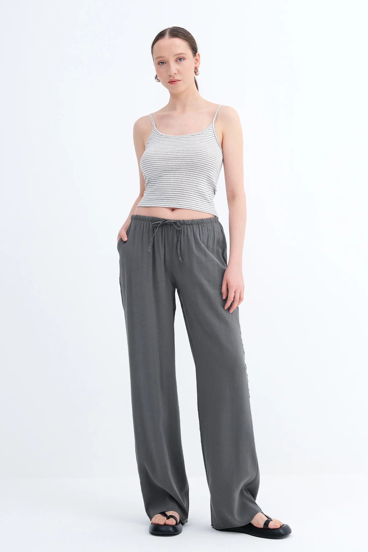 Charcoal_Elastic-Waist-Modal-Pants-addax
