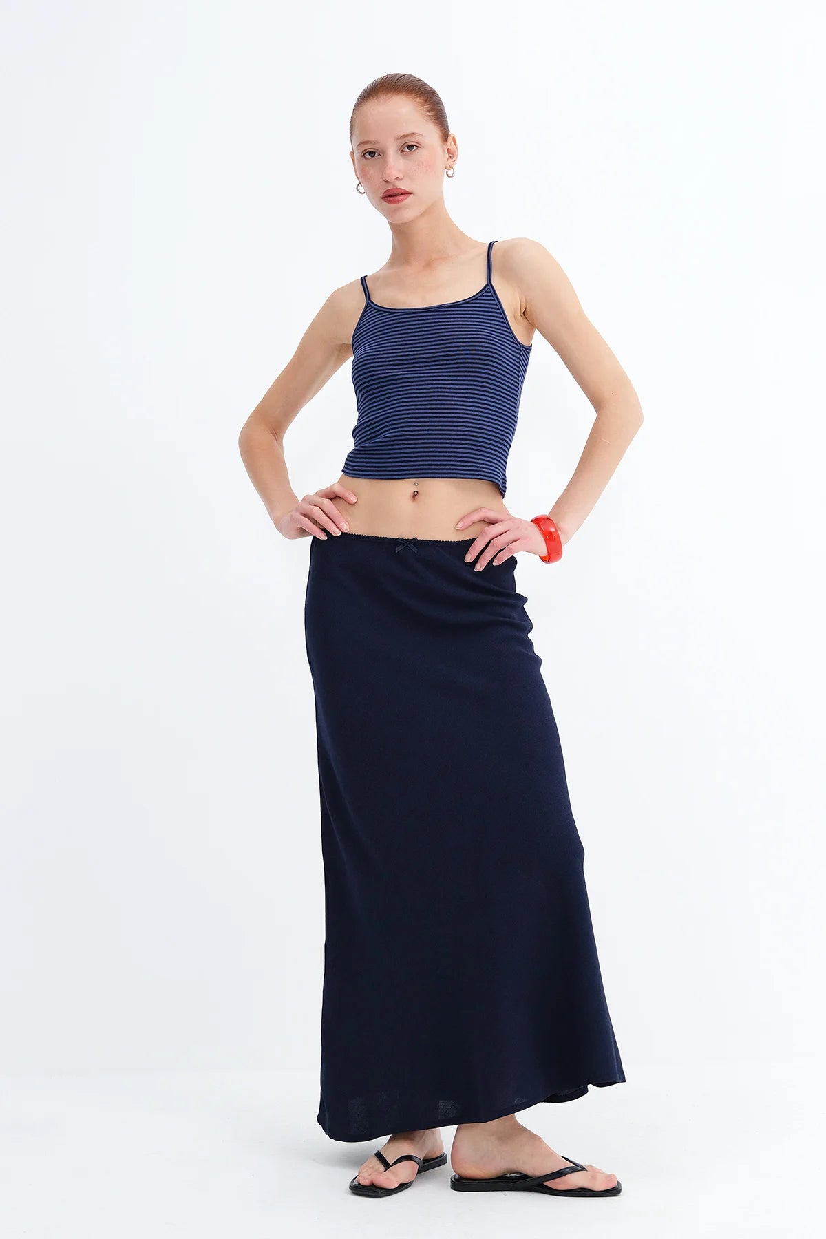 Dark-Night-Blue_Linen-Blend-Long-Skirt-addax
