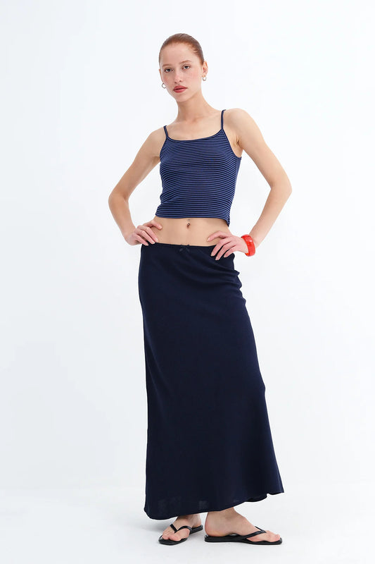 Dark-Night-Blue_Linen-Blend-Long-Skirt-addax