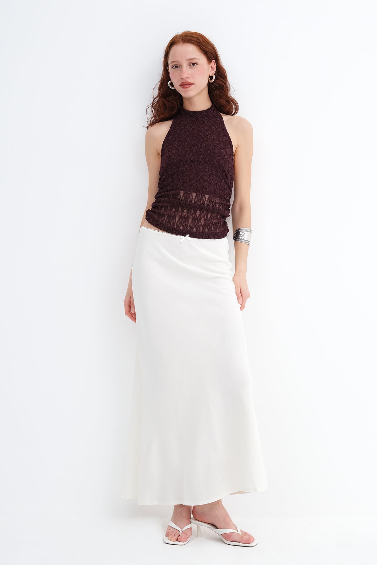 Linen Blend Long Skirt