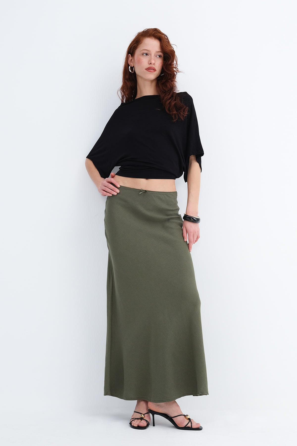 Oil-Green_Linen-Blend-Long-Skirt-addax