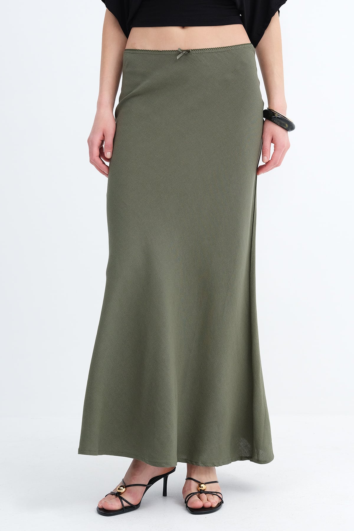 Oil-Green_Linen-Blend-Long-Skirt-addax
