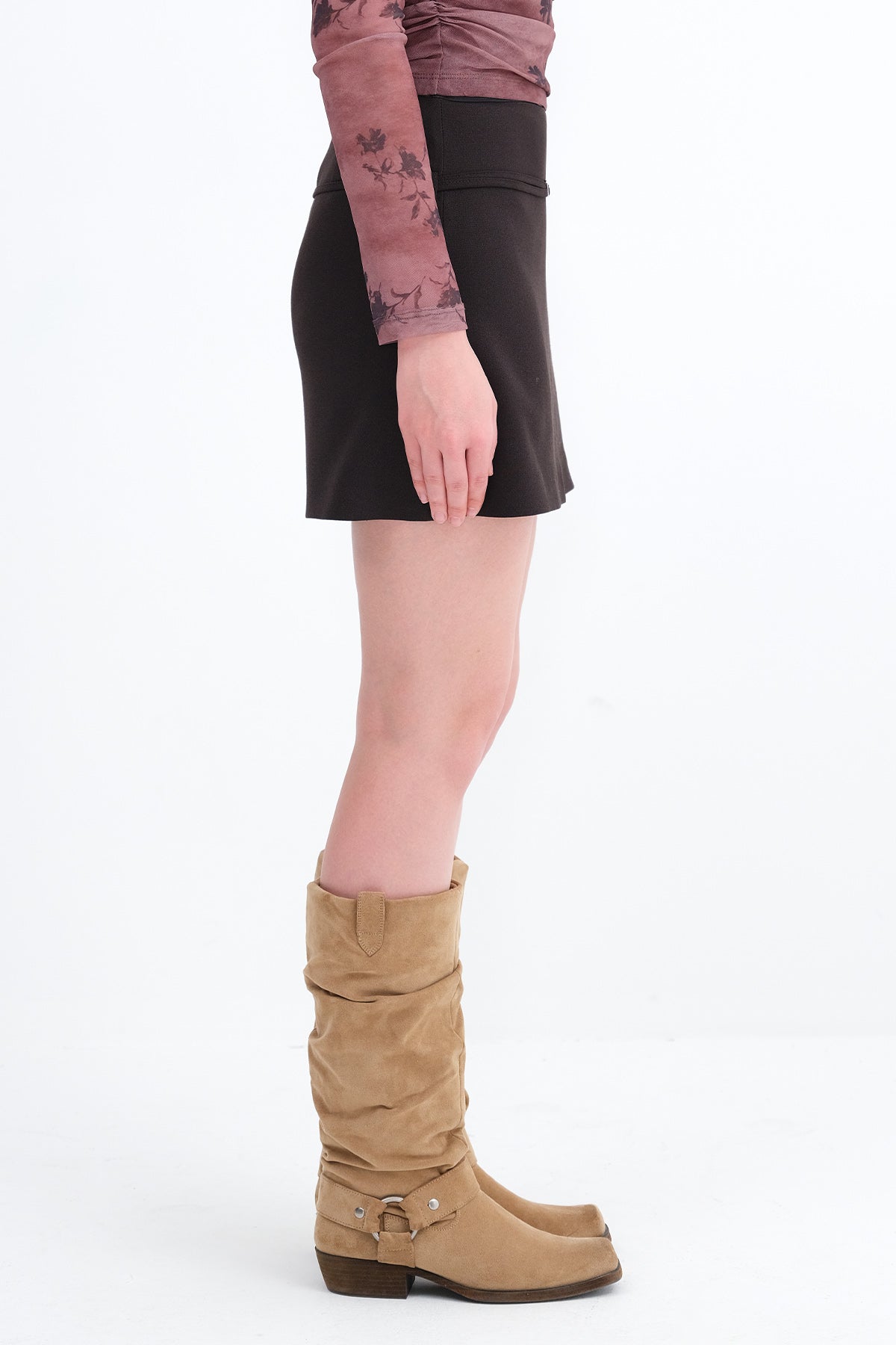 Brown_Belted-Mini-Skirt-addax