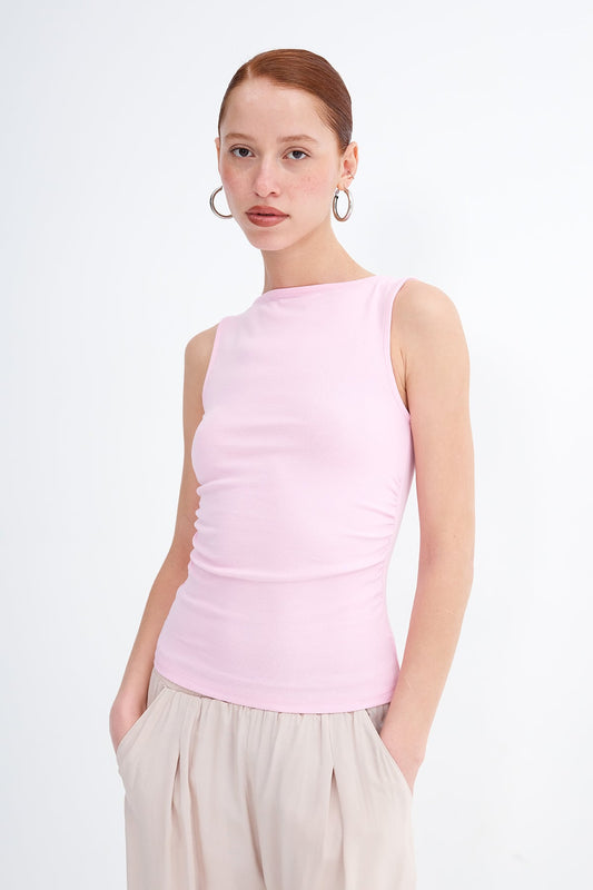Pink_Side-Ruched-Blouse-addax