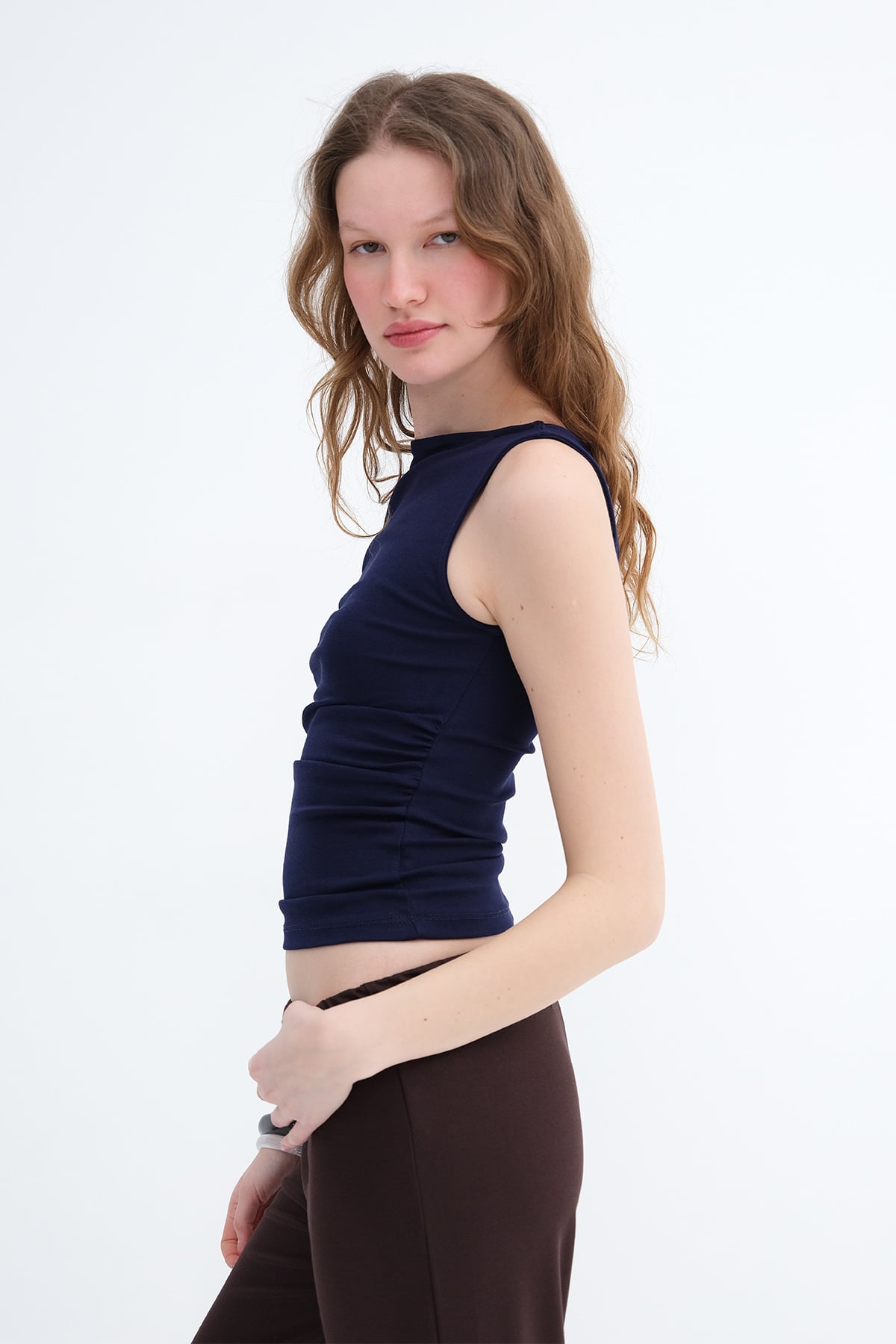 Night-Blue_Side-Ruched-Blouse-addax