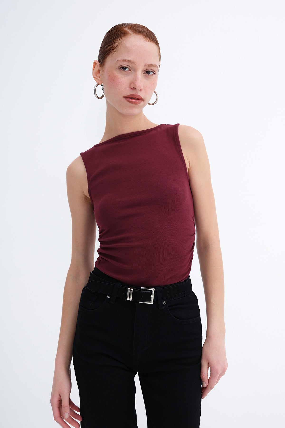 Burgundy_Side-Ruched-Blouse-addax