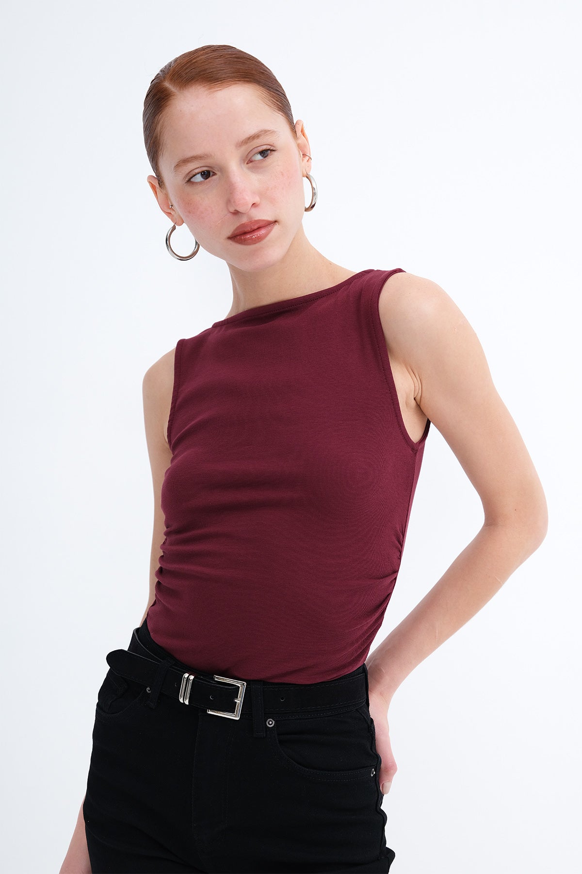 Burgundy_Side-Ruched-Blouse-addax