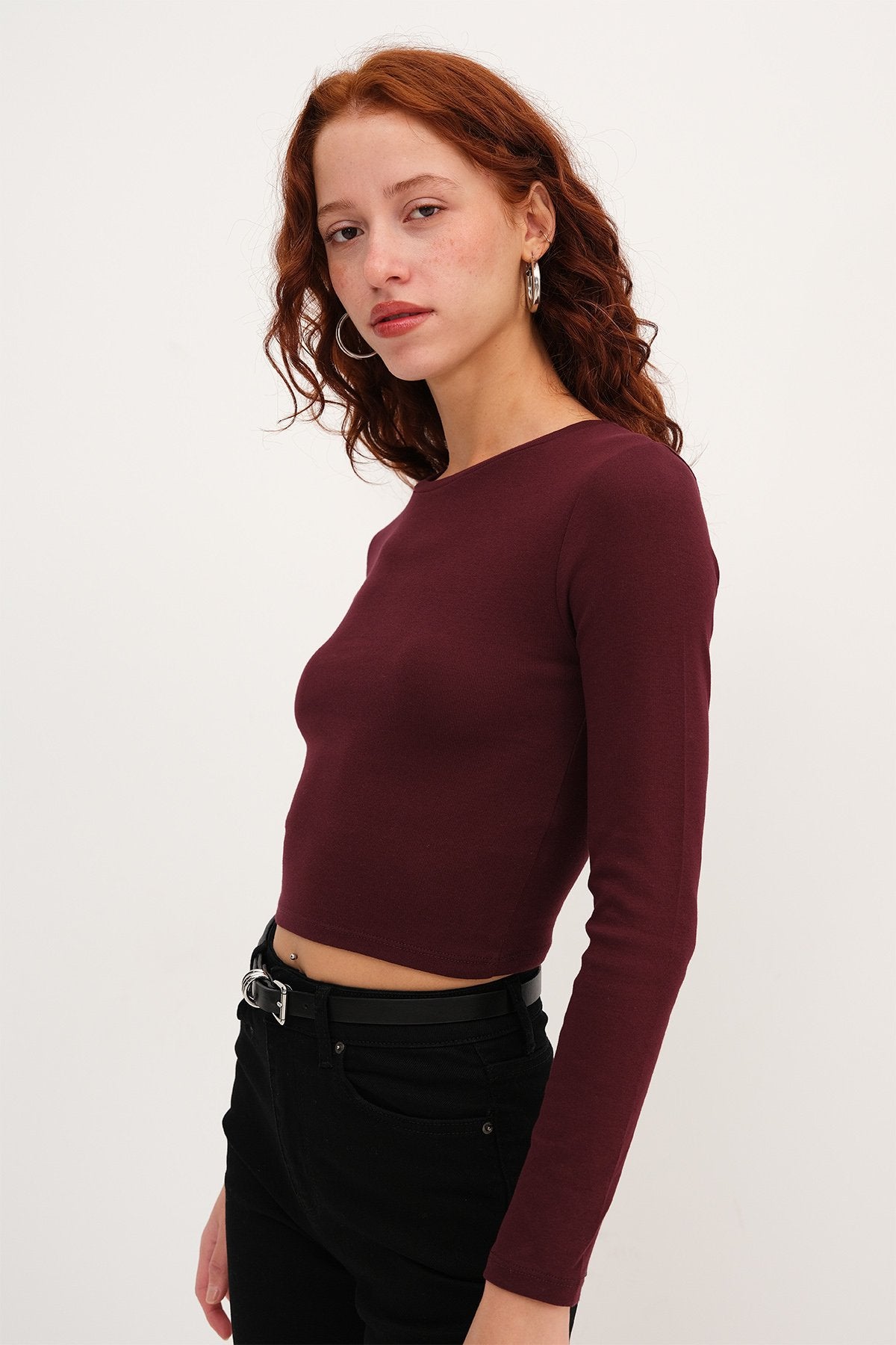 Dark-Maroon_Round-Neck-Basic-Crop-Blouse-addax