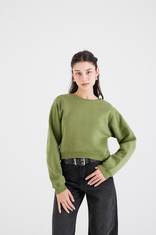 Round Neck Crop Sweatshirt S10521