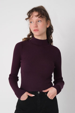 High Neck Ribbed Sweater K10202