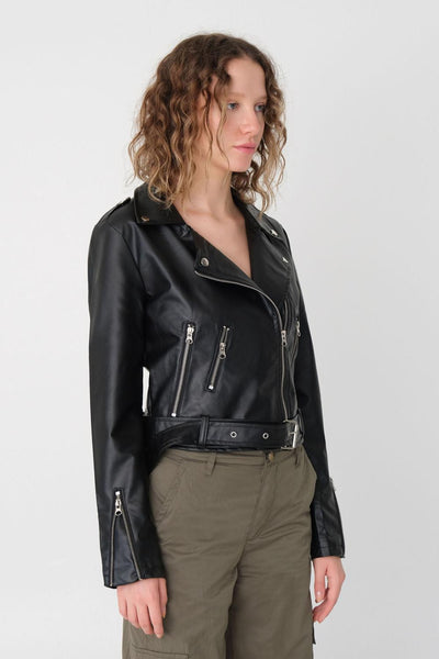 Faux Leather Jacket With Zip C2061