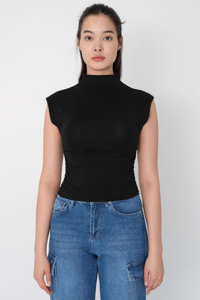 High Neck Blouse With Gathered P1396