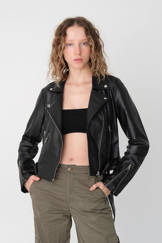 Faux Leather Jacket With Zip C2061