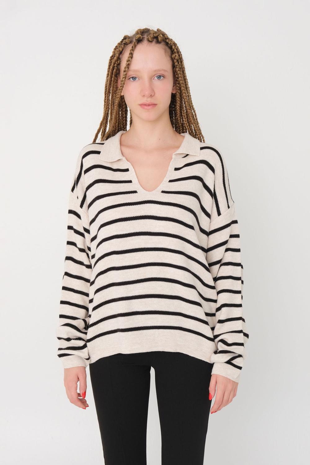 Polo Neck Sweater Striped K3217