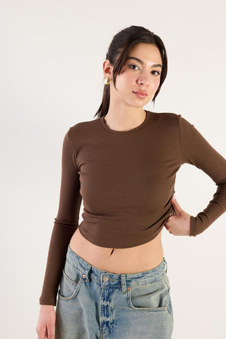 Round Neck Blouse With Ribbed B13342