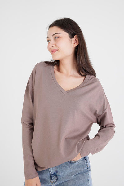 V Neck Blouse With Long Sleeve B15437