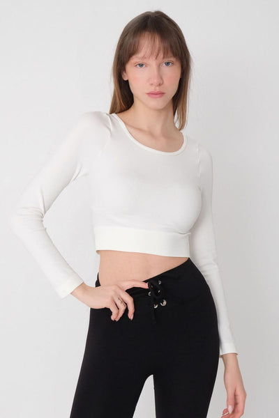 Crop Blouse With Round Neck B0247