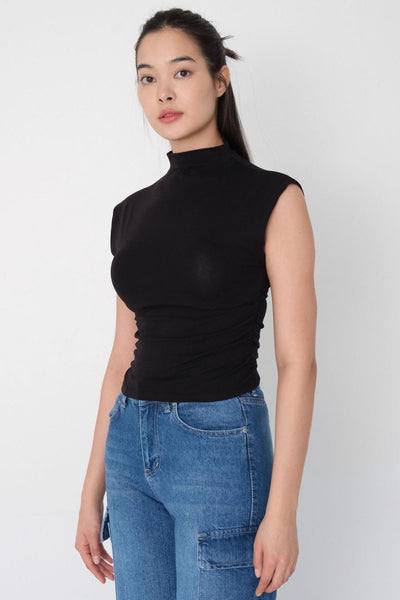 High Neck Blouse With Gathered P1396