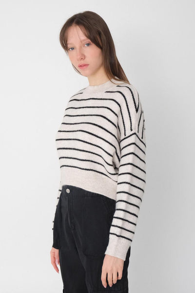 High Neck Sweater With Striped K3266