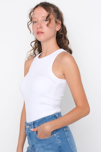 Halter Neck Top With Ribbed A13294