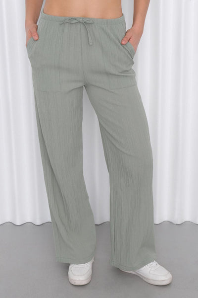 Wide Leg Trousers With Ties Detail PN10143