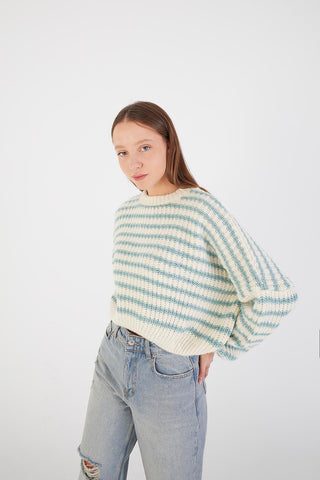 Knit Sweater With Striped K3772