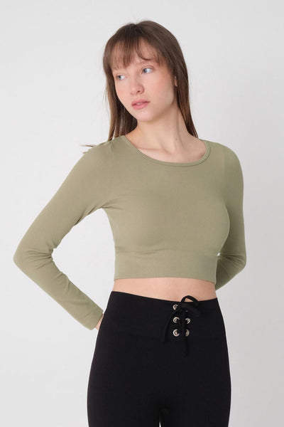 Crop Blouse With Round Neck B0247